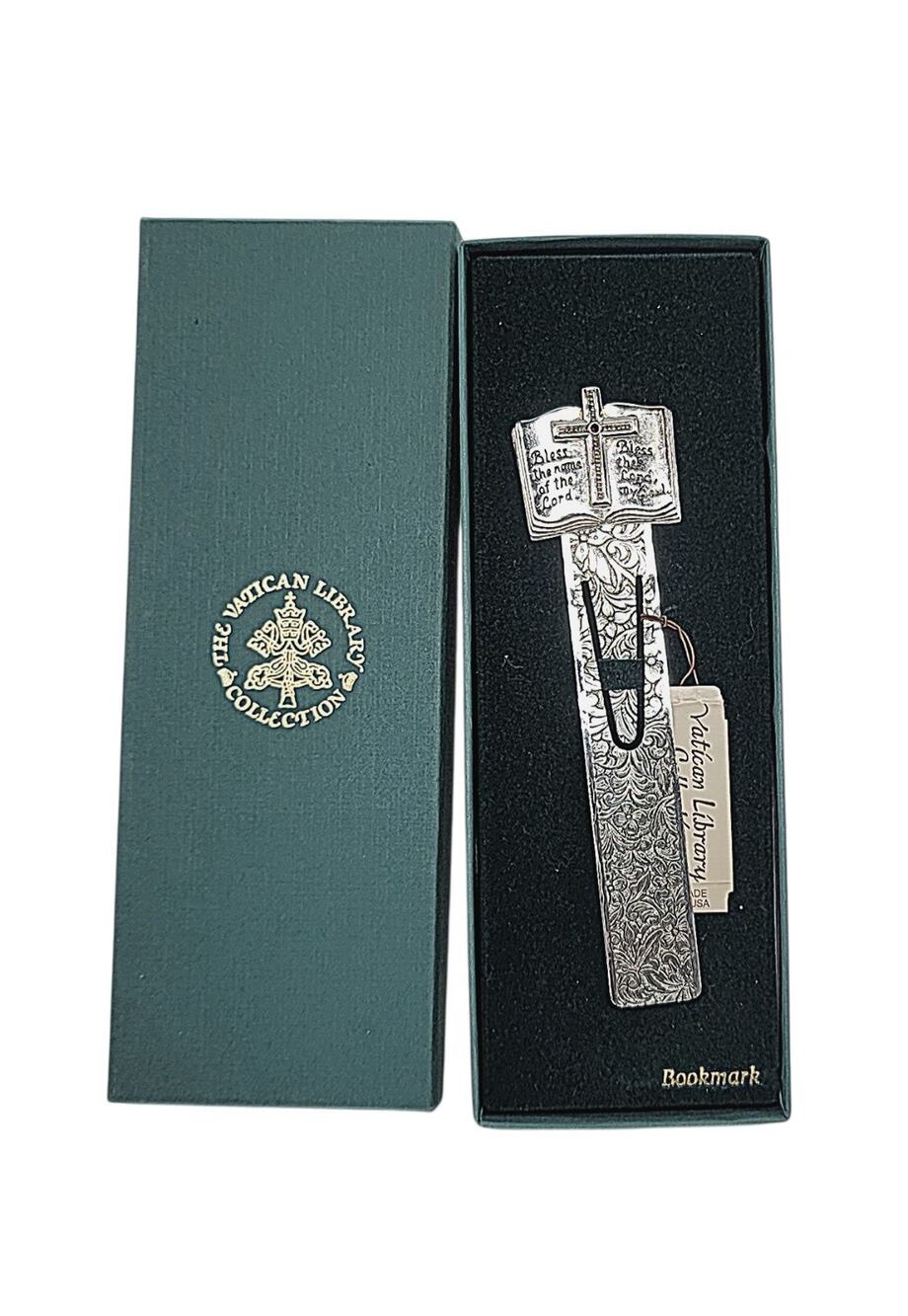 Beautiful Vtg Vatican Library Bible Book Mark Silver Gold Tone Cross 5.25" M8